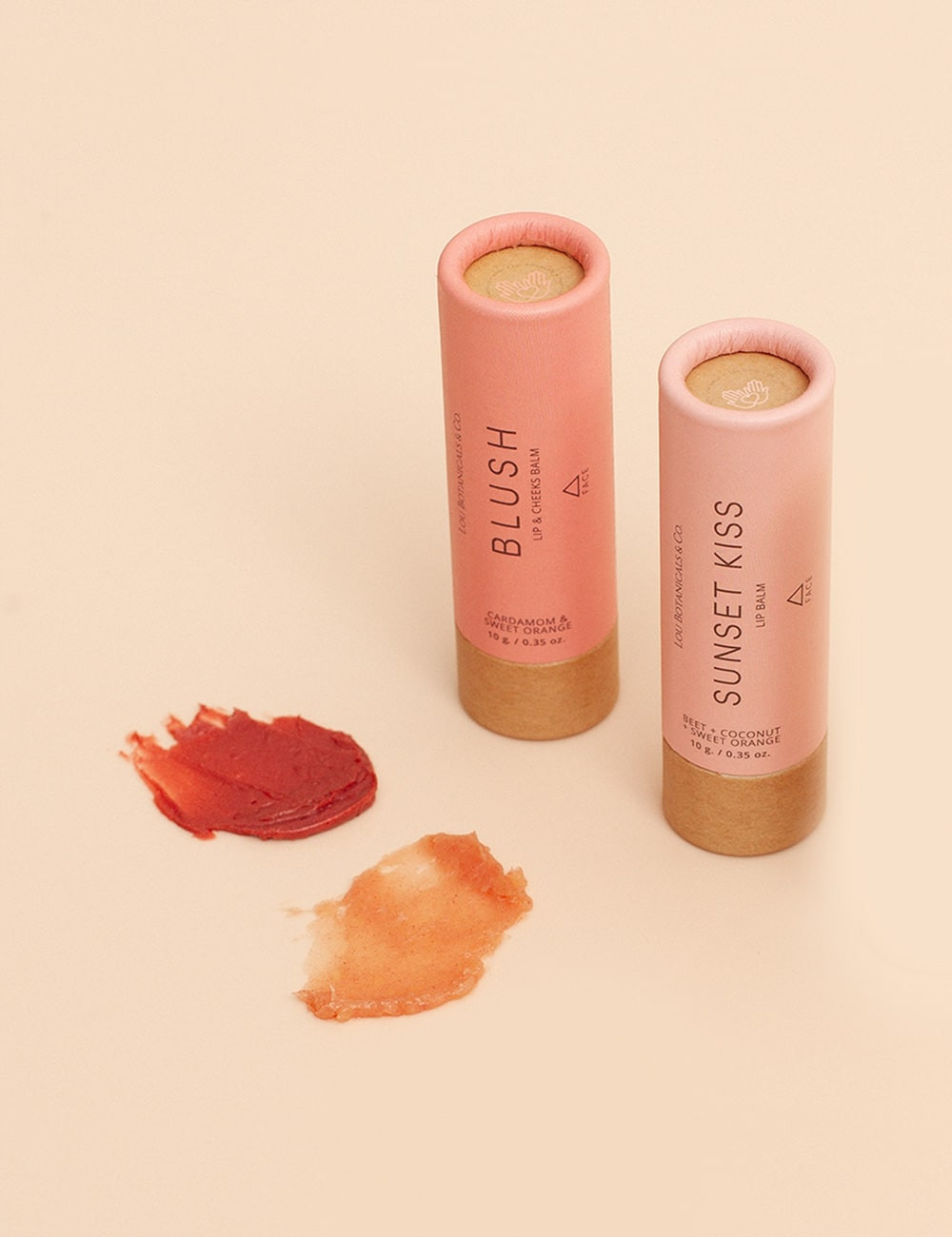PACK 2 SUNSET KISS + 1 BLUSH: Bálsamo para humectar labios y rubor natural