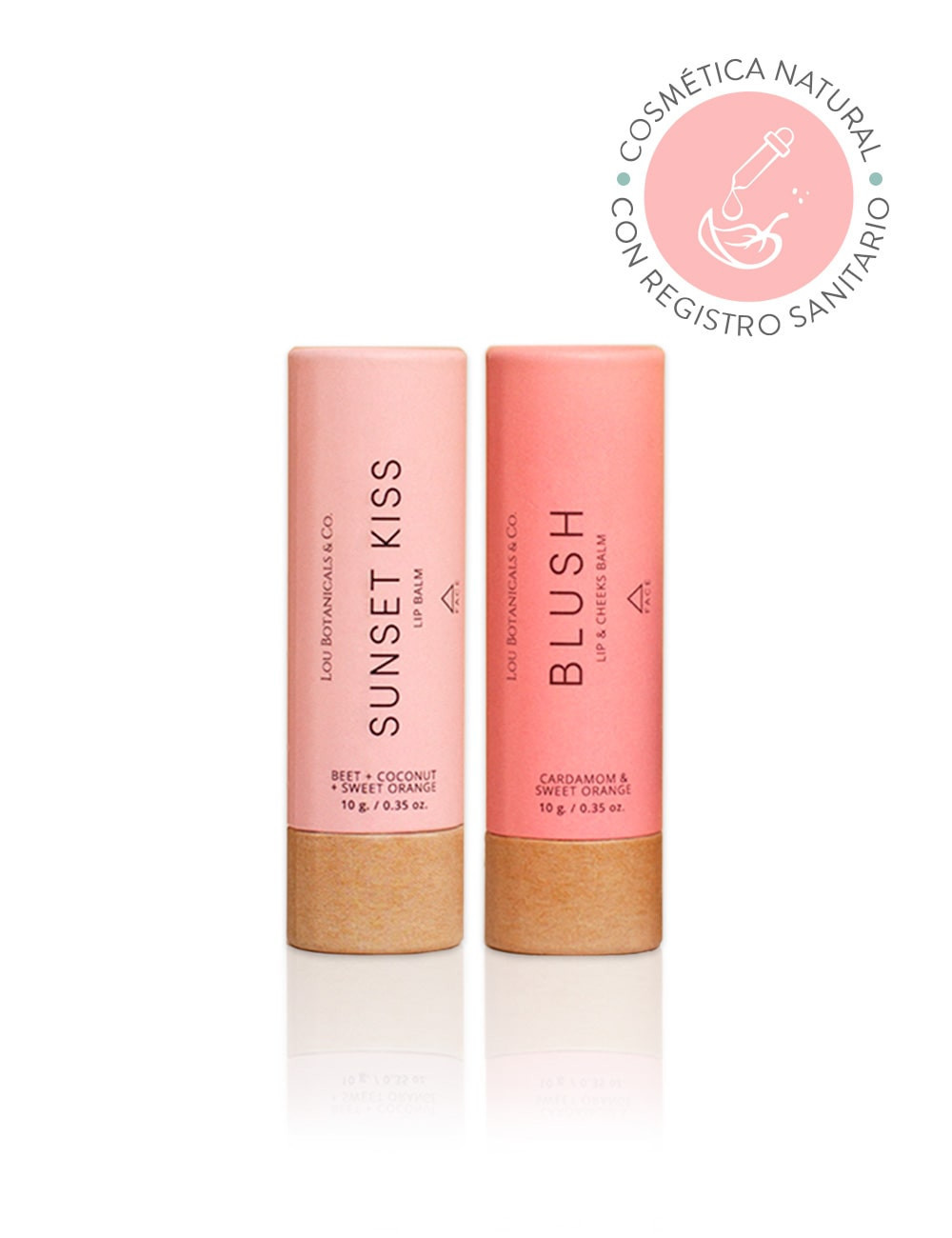 PACK 2 SUNSET KISS + 1 BLUSH: Bálsamo para humectar labios y rubor natural