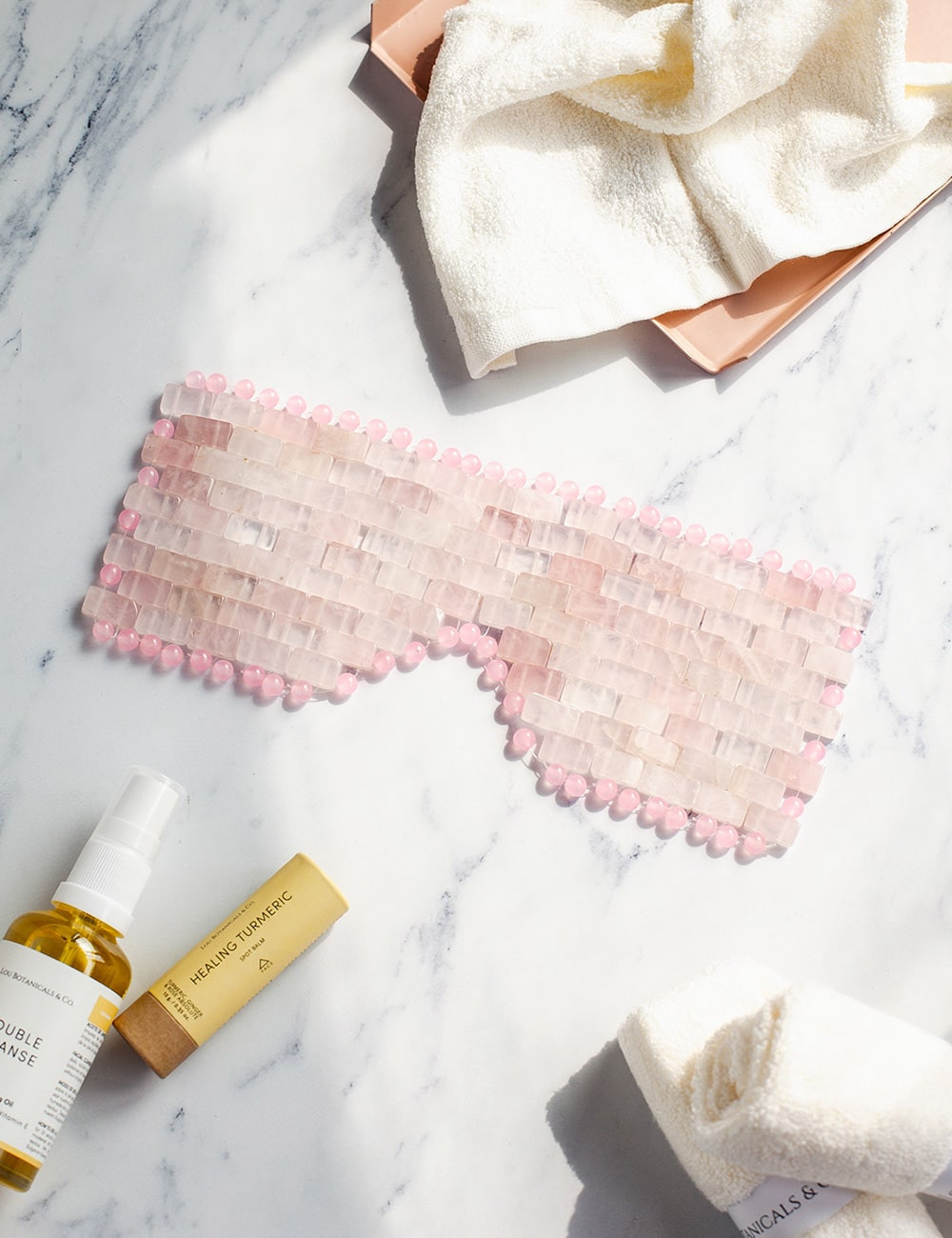 ROSE QUARTZ EYE MASK:  Antifaz de cuarzo rosado
