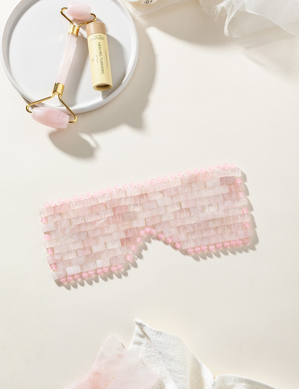 ROSE QUARTZ EYE MASK:  Antifaz de cuarzo rosado