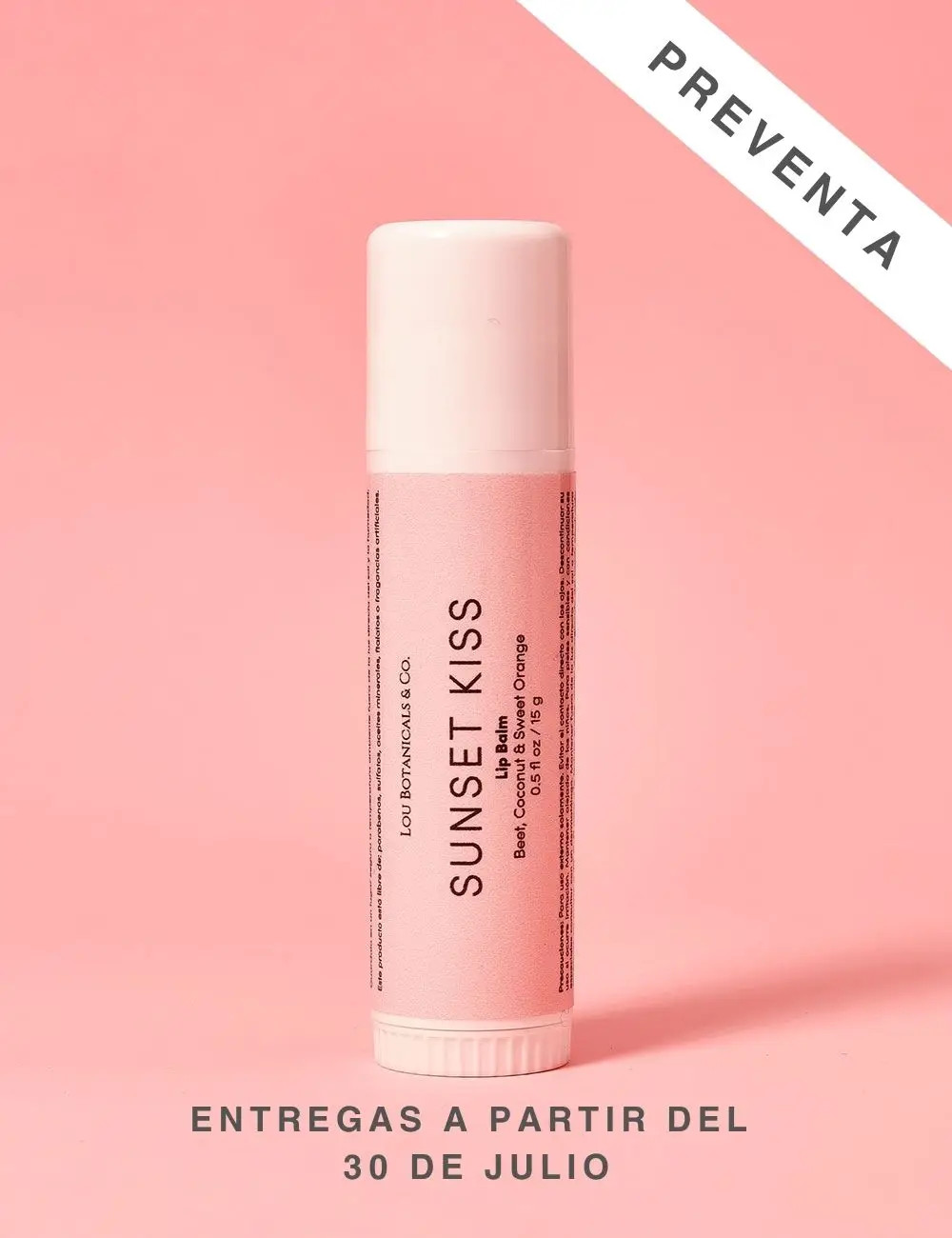 SUNSET KISS Bálsamo para humectar labios sin color 15g