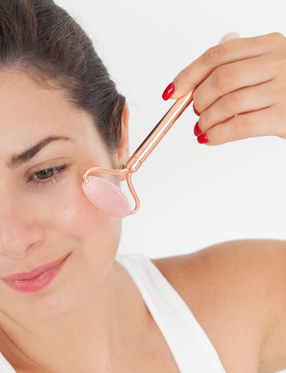 DESCONTINUADO RODILLO DE CUARZO ROSADO para masaje y reflexología facial