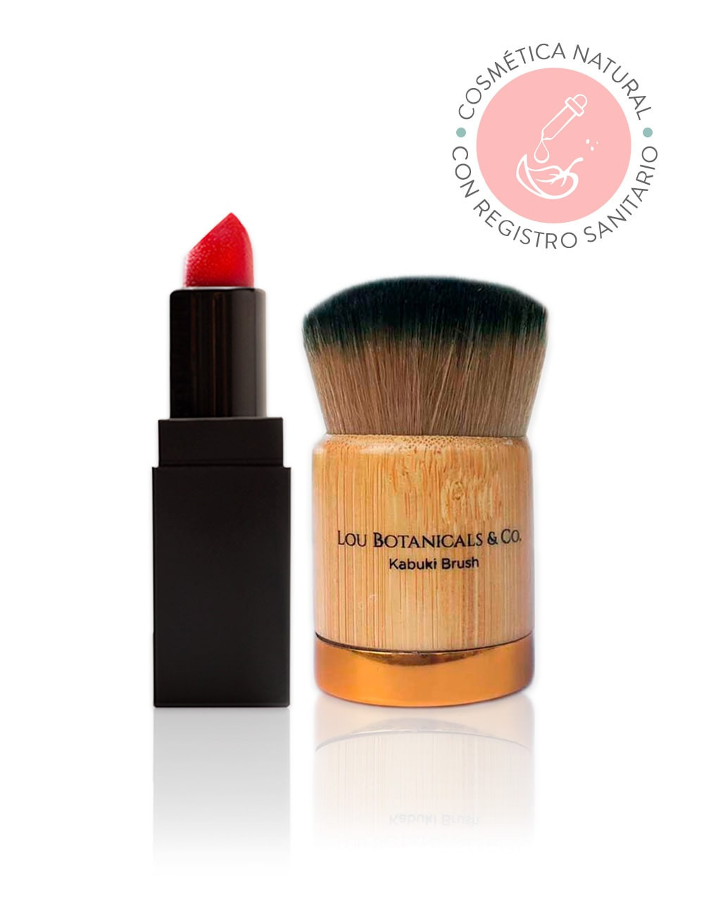 PACK LE ROUGE + KABUKI BRUSH: Labial rojo con brocha para maquillaje