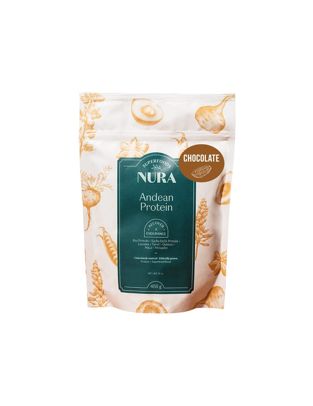 NURA - ANDEAN CHOCO PROTEIN Superfoods sabor a chocolate 455g