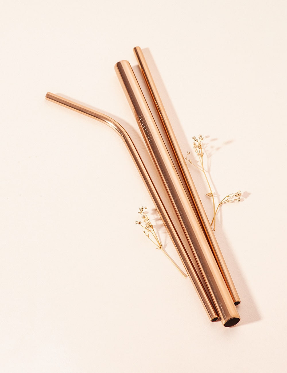 CAÑITA REUTILIZABLE ROSE GOLD de acero inoxidable